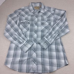 Wrangler Gray Plaid Casual Button Down Shirt